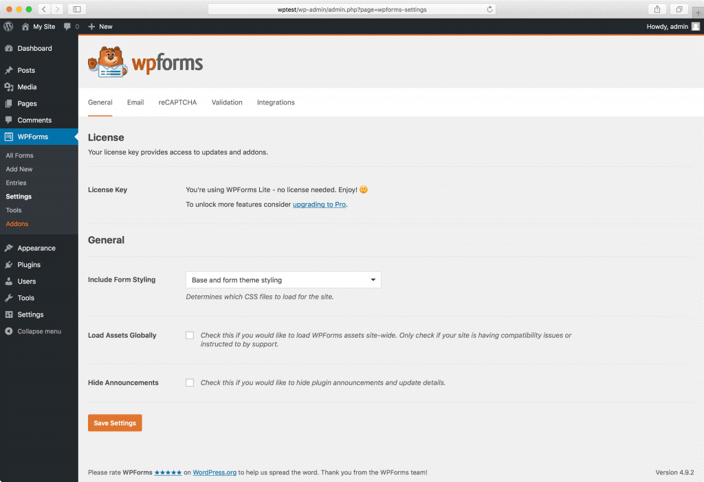 Using WPforms to customize login screen