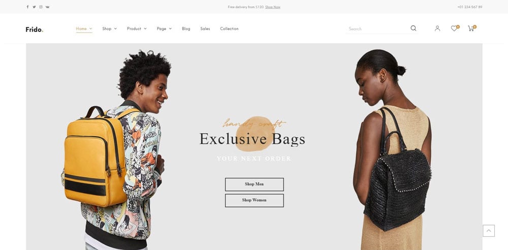 Frido Theme, Best WooCommerce themes, Bags Accessories Shops, WordPress Maintenance, wpaos
