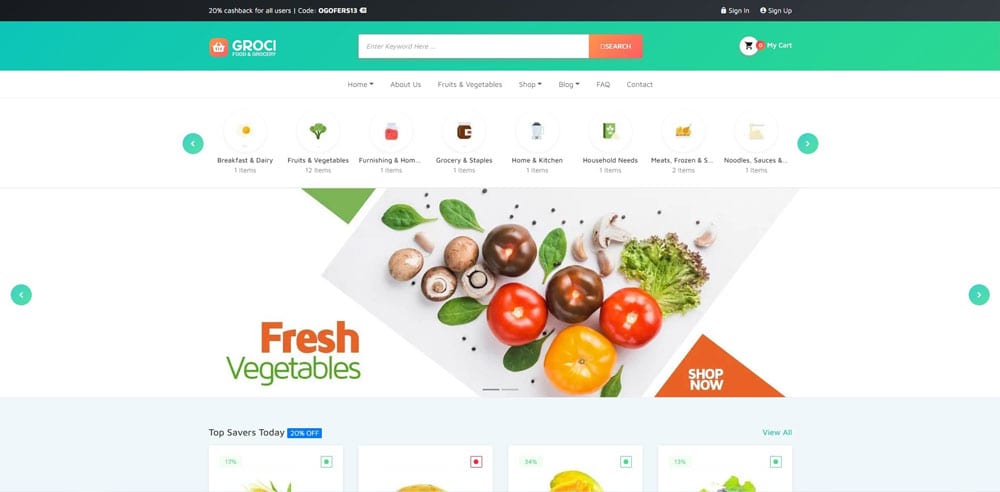 Groci Theme, Best WooCommerce themes, online food shops, WordPress Maintenance, wpaos