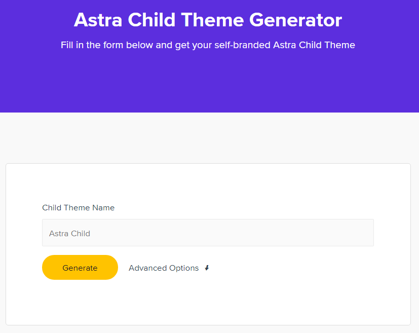 Astra child theme generator