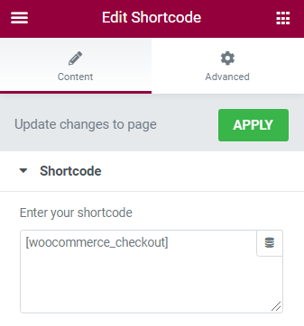 shortcode widget elementor