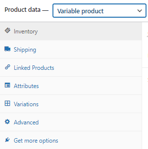 variable product settings