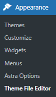 theme file editor functions.php